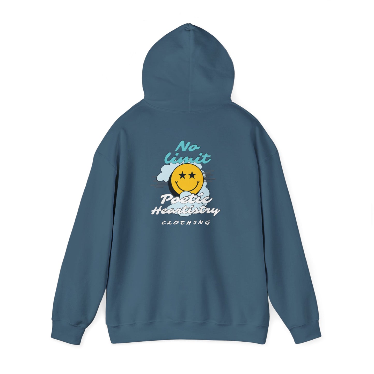 Smiley Face ‘No Limit’ Hoodie – Bold Back Print Unisex Sweatshirt