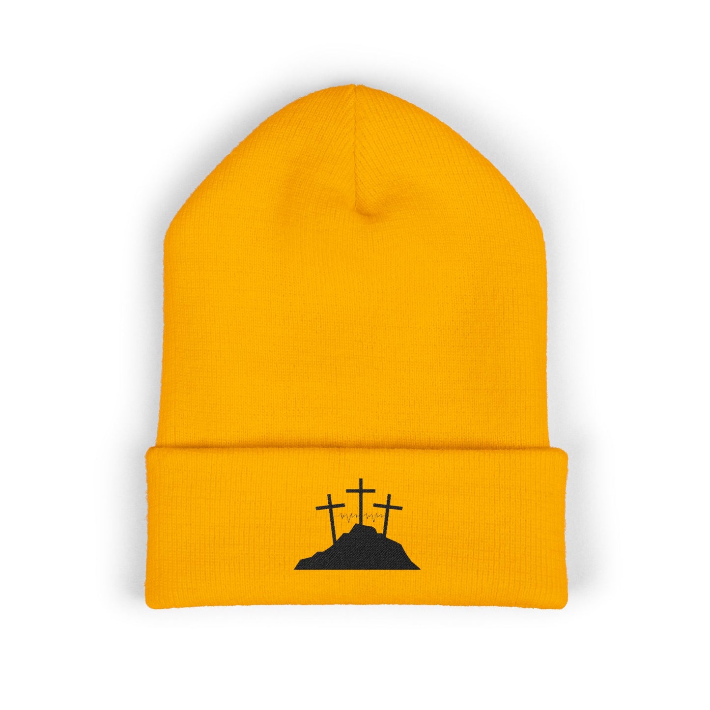Freedom Crosses Cuffed Beanie - Embroidered White Beanie for Winter Wear