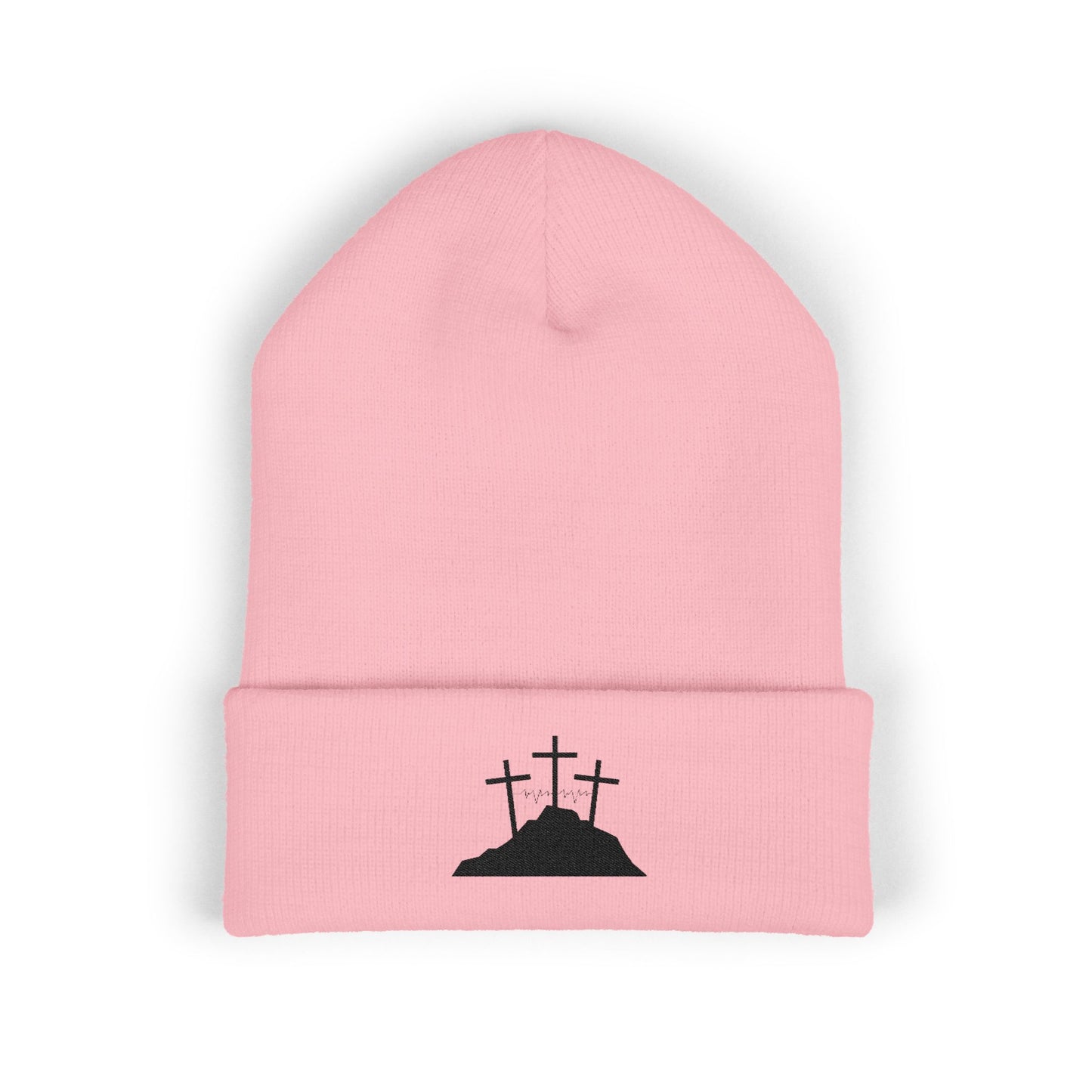 Freedom Crosses Cuffed Beanie - Embroidered White Beanie for Winter Wear